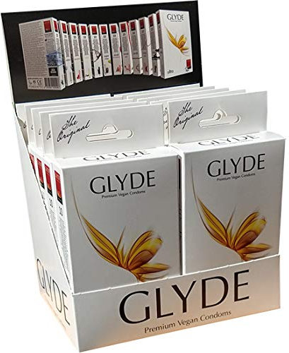 Glyde Ultra Natural 10 x 10 vegane Kondome ohne Casein, 53mm Breite, zertifiziert mit der Vegan-Blume