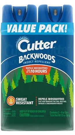 Cutter Backwoods Insect Repellent 6 Ounces, 2-Pack Aerosol, Repels Up To 10 Hours
