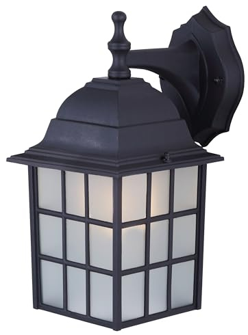 Canarm Outdoor Downlight with Frosted Glass – Black Finish Exterior Wall Light, Classic Style, 12.25 H for Patio Entryway House Lighting