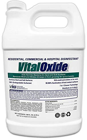 Vital Oxide Disinfectant, Deodorizer, Cleaner, Food-Contact Sanitizer, Virucide – (EPA registration #82972-1) – Kills Mold & Mildew, Eliminates Odors-1 Gallon (Pack of 4)