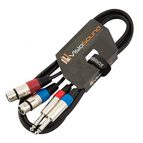 2 x Female XLR to 2 x 6.35mm 1/4 Mono Jack Twin Lead/Audio Signal Patch Cable 1.5m