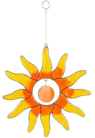 Sonnen-Fänger, groß, gelbe und orangefarbene Sonne, mit Glas-Nuggets