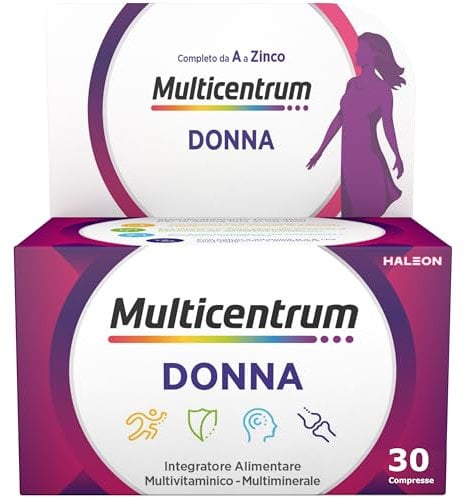 Multicentrum Donna Integratore Multivitaminico completo per donna, con Vitamina D, K, Acido Folico, Calcio, Ferro, per combattere stanchezza e affaticamento, 30 Compresse