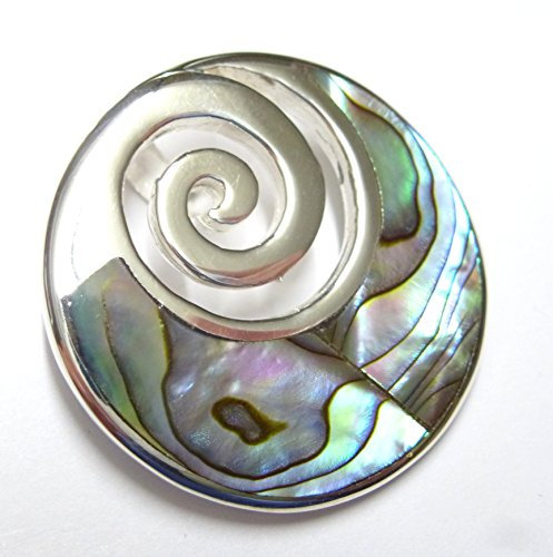 Pendentif en argent sterling avec coquille d'ormeau véritable - Bijou pour femme, Argent sterling, Nacre d'ormeau