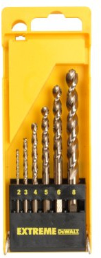 DeWalt DT5940-QZ - Juego de 6 brocas de cobalto HSS-CO Extreme para metal en cassette de plástico 2,3,4,5,6,8mm