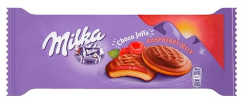 Milka Galletas Choco Jaffa con Chocolate y Mermelada de Frambuesa, Dulces, Paquete de 147g