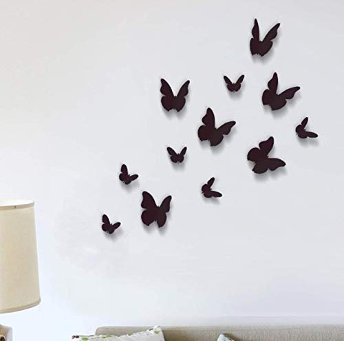 Wall Stickers Black 3D Butterfly Wall Art Murals Removable Self-Adhesive Decals Nursery Kindergarden Kids Room Restaurant Cafe Hotel Office Home Decoration