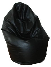 Natalia Spzoo Sitzsack Medium Point aus Kunstleder – Wasser- und Schmutzabweisend, mit Polystyrolfüllung (Schwarz)