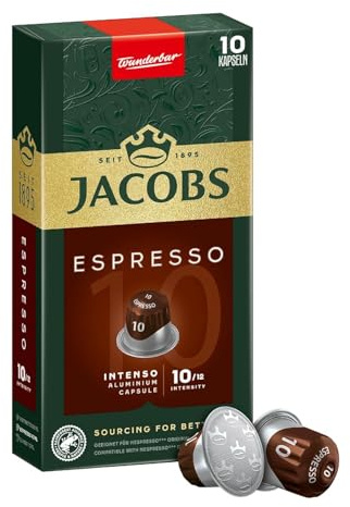 Jacobs Espresso 10 Intenso Coffee Capsules Compatible with Nespresso 10 Capsules 5.2 g