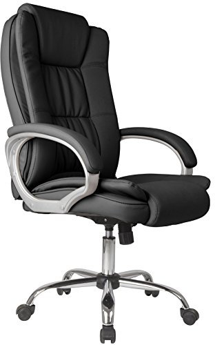 VS Venta-stock Chaise de Bureau Confort 2 Elevable et Fauteuil inclinable en Simili Cuir Noir