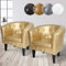 MIADOMODO® Chesterfield Sessel - aus Holz und Kunstleder, mit Kupfernieten und Rautenmuster, Farbwahl, 1er oder 2er - Loungesessel, Clubsessel, Armsessel, Cocktailsessel (Gold, 2er)