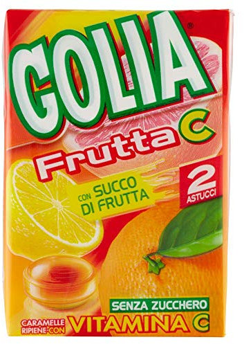 Golia Frutta C Caramelle Ripiene Gusto Agrumi, senza Zucchero e senza Glutine, con Vitamina C, Confenzione da 2