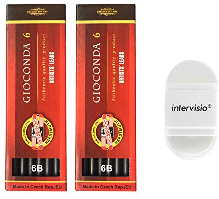 Koh-I-Noor Minen 5,6mm 6B K4865 für Druckbleistift 120 mm Länge (Koh I Noor - 2 Set) + intervisio Anspitzer/Radiergummi - Bundle