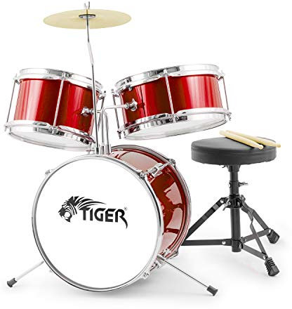 Tiger JDS7-RD Kit de Batterie Acoustique pour débutants - Rouge