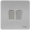 Schneider Electric Ultimate Screwless Flat Plate - Double 2 Way Rocker Light Switch Single Pole, 16AX, GU1422WSS, Stainless Steel with White Insert, 2 Gang