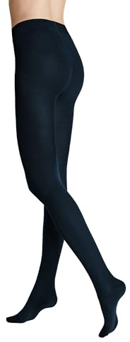 Hudson Damen Strumpfhose 025560 RELAX MONTANA, blickdicht, Strickstrumpfhose, 40/42, marine, blau, aus 90% Baumwolle, Baumwollstrumpfhose, verstärkte Spitze und Ferse