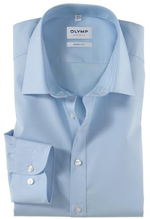 OLYMP Herren Businesshemd Langarm Level.Five.Body.fit,Einfarbig,Body fit,New York Kent,hellblau 10,39