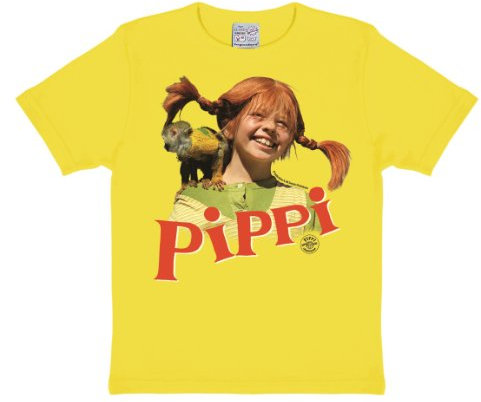 Logoshirt® Pippi Langstrumpf & Herr Nilsson I T-Shirt Print I Kinder I Mädchen I Jungen I kurzärmlig I gelb I Lizenziertes Originaldesign; Größe 92/98