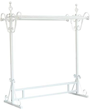 Kleiderständer im Vintage-Stil Garderobenständer Metall, 146 x 120 x 60 cm, Cremeweiß, JL3508W-1