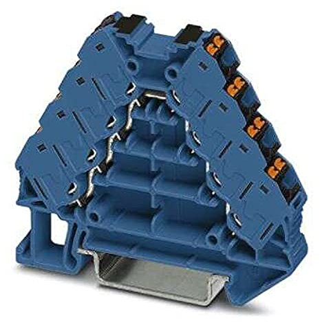 PHOENIX CONTACT PTRV 4-PV BU/BK Potenzialverteiler, Blau, 16 Anschlüsse, Schwarz Anschlusselemente, 17.5 A Nennstrom, 0.14 mm² - 2.5 mm² Querschnitt, 2 Polzahl, 8.3 mm Breite, 64 mm Länge, 10 Stück