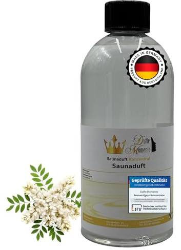 Dufte Momente Saunaaufguss-Konzentrat Akazienblüte – 500 ml – zart & blumig – konzentriert & ergiebig – Profi-Qualität gemäß DVN:5204 getestet – vegan & Made in Germany