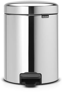 Brabantia 112621 Pedal Bin Newicon with plastic inner Bucket, Brilliant Steel - 5 L