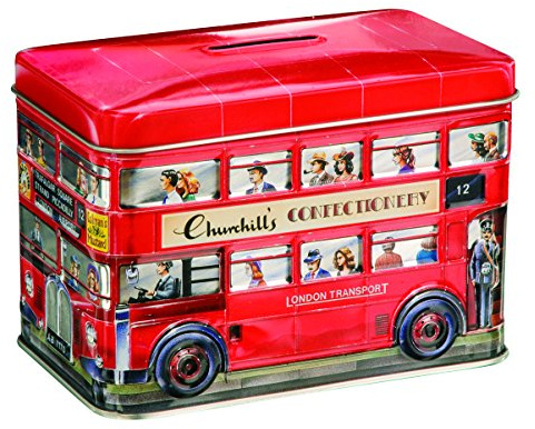 Churchill's Confectionery London Bus Money Box Tin with Toffees 150 g