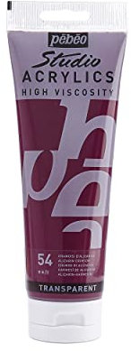 Pébéo 169-054 - Studio Acrylics Fine Acrylic - Acrylic Paint - Red Acrylic - Alizarin Crimson, 250 ml