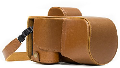 MegaGear MG526 Ever Ready schützender lederner Kamera-Kasten, Beutel für Sony Alpha a7 II, a7R II, & a7S II inkl. 28-70mm Objektiv-kompakte System-Kamera (Hellbraun)