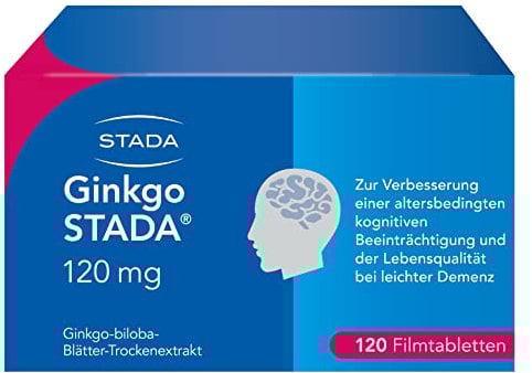 Ginkgo STADA 120 mg Filmtabletten fördert die Durchblutung des Gehirns, stärkt Gedächtnis und Konzentration, zur dauerhaften Anwendung, hohe Extraktqualität, 120 Stk