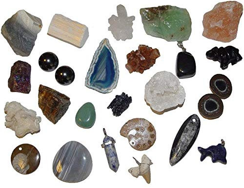 Janni-Shop 24 Edelsteine für Jungen zum Befüllen Adventskalender Kristalle Mineralien Versteinerungen u.v.a.