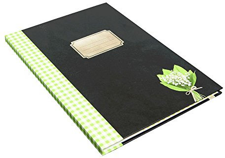 Briefpapier-Mappe “Maiglöckchen“ - Schreibgefühl | Briefpapier-Set (12-tlg.) mit Schreibmappe, Schreibblock 50 Blatt DIN A4, Briefumschläge | Mädchen | Kinder | Blumen | Vintage | schwarz, grün