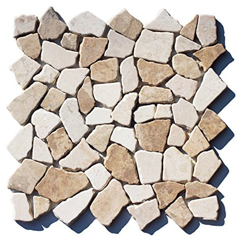 M-022 Marmor Bruchstein Mosaikfliesen Mocca White Naturstein Badezimmer Fliesen Lager Verkauf Herne NRW