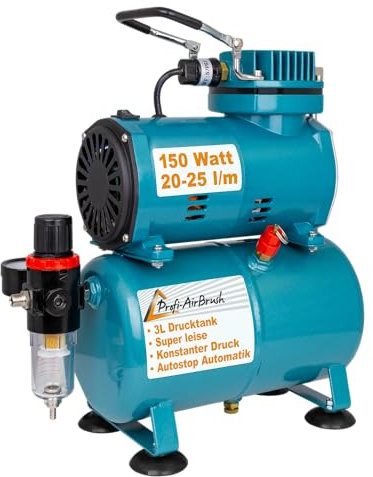 Airbrush Kompressor mit Lufttank Drucktank, Airbrushkompressor f. Anfänger und Fortgeschrittene Kompressor