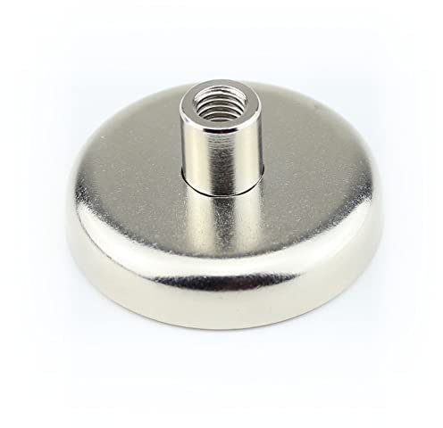 2 Neodym Flachgreifer Topfmagnete Ø48x10 mm N35 Magnet mit Gewindebuchse Gewinde M8x12mm - Haftkraft 75 kg / 750 N