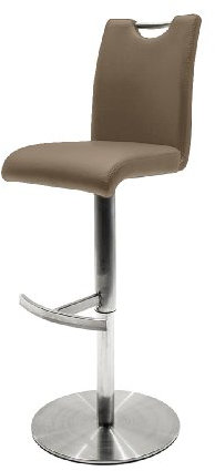 Robas Lund, Stuhl, Barstuhl, Barhocker, Alesi, Edelstahl gebürstet/cappuccino, 42 x 91-116 x 51 cm, ALESIEPC
