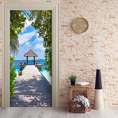 Türtapete selbstklebend TürPoster - HÜTTE AM STEG - Fototapete Türfolie Poster Tapete