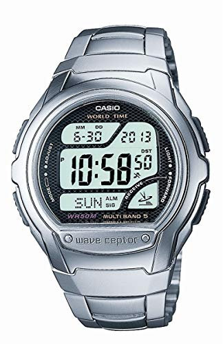 Casio Gents 43.00mm Quartz Watch with Grey Digital dial and Silver Metal Bracelet Strap WV-58DU-1AVES