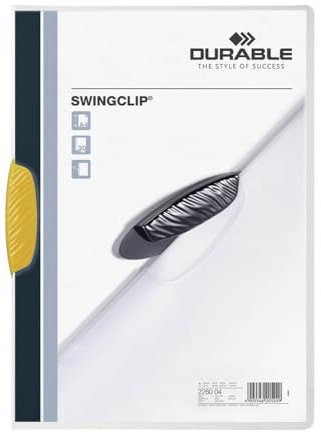 Durable Klemm-Mappe Swingclip aus PP, bis zu 30 Blatt A4, gelb, 25er Packung, 226004