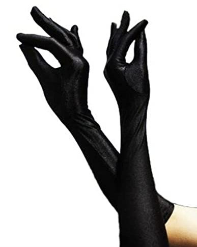 HAAC Handschuhe lang glänzend schwarz Fasching Karneval