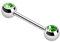 Taffstyle® Piercing - Brust Nippel Intimpiercing Hantel Doppel Front Kristall Kugel in verschiedenen Farben - 1,6mm x 16mm x 6mm - Grün