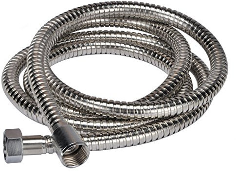 Haushalt International Duschschlauch Brauseschlauch 200 cm doppelt gewickelt mit Edelstahl-Mantel inkl.2 Dichtungsringe