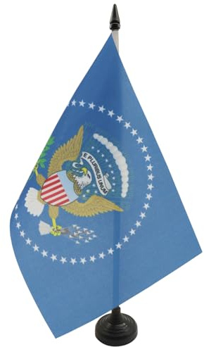 AZ FLAG USA President Table Flag 5'' x 8'' - American Office Decoration 100% Polyester 21 x 14 cm - Mini Desk Flag with Pole and Black Plastic Base