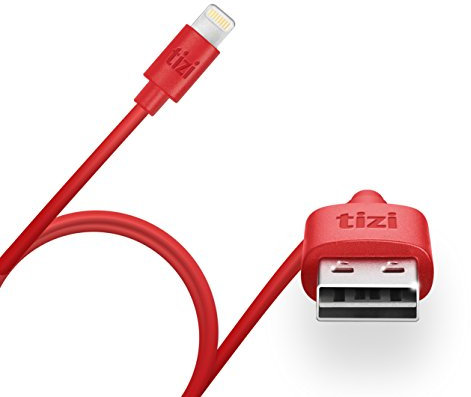 tizi flip – Lightning Kabel mit doppeltseitigem USB-Flip Stecker (50cm, rot), Apple Mfi Zertifiziert, Daten- und Ladekabel mit reversiblem Stecker.
