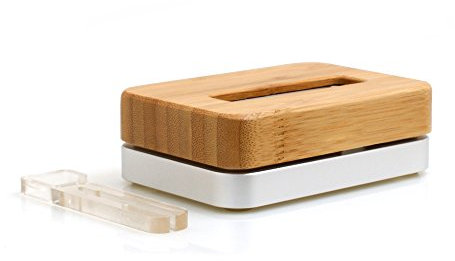 System-S Bambus Holz Aluminium Dockingstation für iPhone 6 6S 6 Plus 6S Plus 5S 5C 4S, Silber, 50020350
