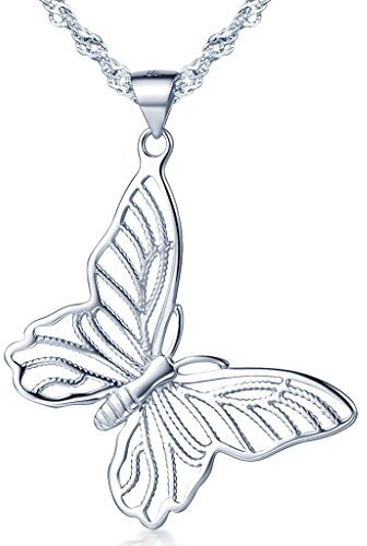 Unendlich U Fashion 925 Sterling Silber Damen Halskette Hohl Schmetterling Anhänger Kettenanhänger