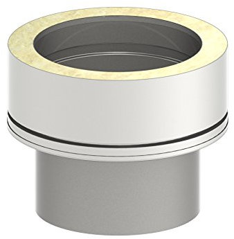 Schornstein Übergangselemet von einwandig EW (0,6mm - 1,0mm Wandstärke) auf doppelwandig DW (25mm Isolierung); Ø 200mm Innendurchmesser, Edelstahl