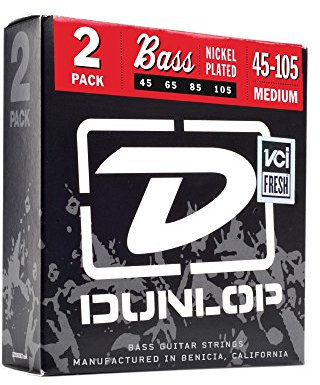Jim Dunlop 2PDBN45105 Cuatro Cuerdas para bajo eléctrico (Medium) Paquete con 2 juegos