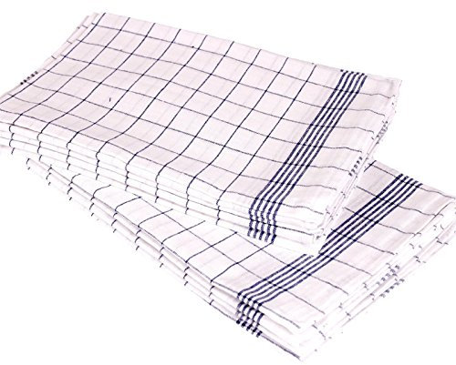 10 Stück Geschirrtücher 60x80 cm Blau Halbleinen - Baumwolle, Leinen, Geschirrhandtücher-Set, Gläsertücher