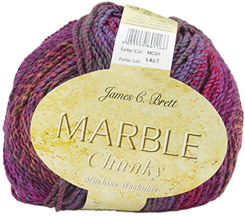 James Brett Marble Chunky Knitting Wool MC37 Fuschia Pink Mix